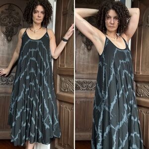 Flowy Black and Gray Maxi Dress Made in Italy